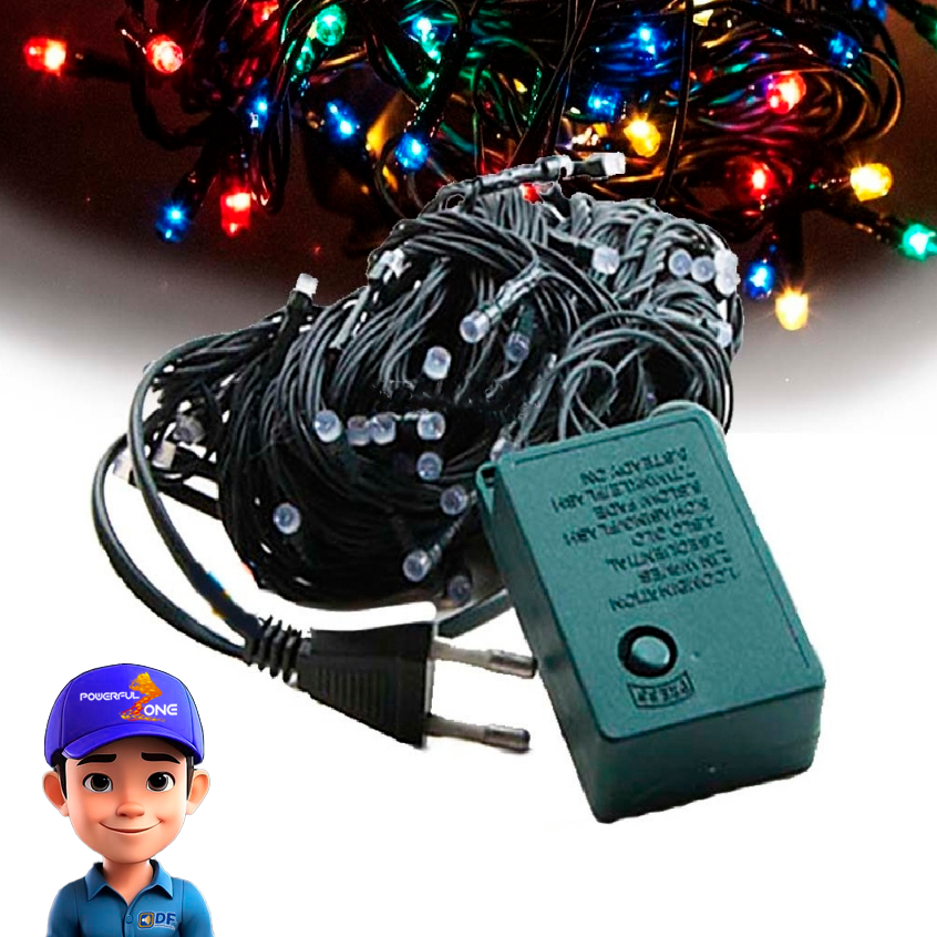PISCA - PISCA DE NATAL C/100 LED FIO VERDE / COLORIDO 220V